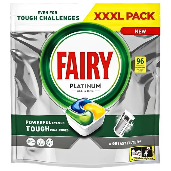 Fairy Platinum All in One mosogatógép kapszula citrom illattal - XXXL kiszerelés (96 kapszula)